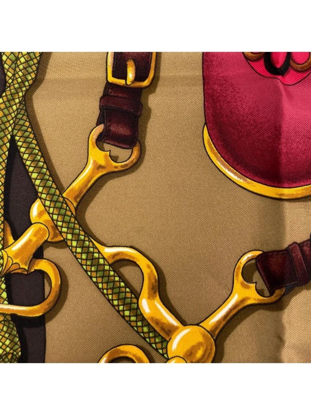 Hermes Carre 90 Festival Scarf Silk Brown Multicolor